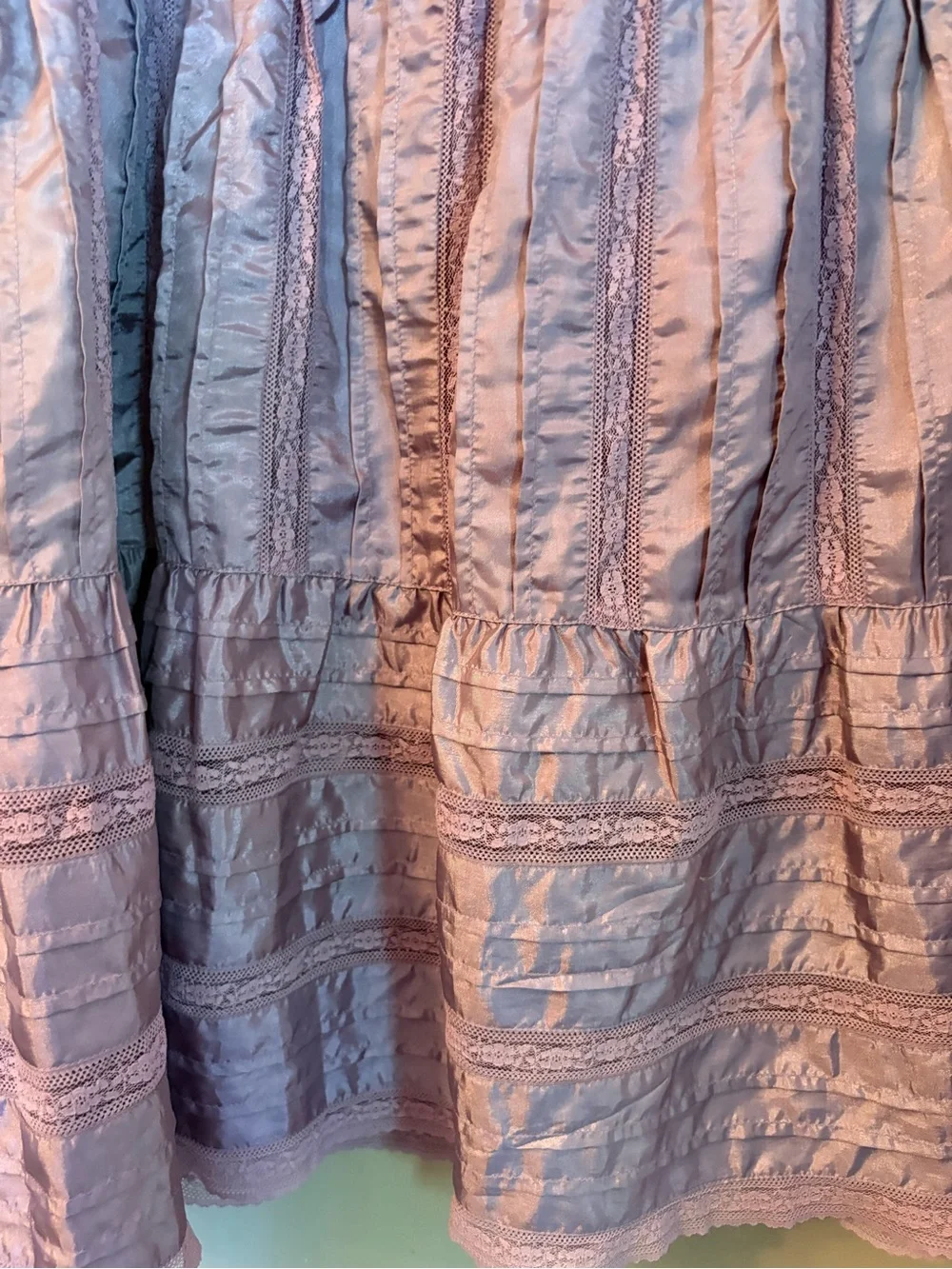 April Cornell Lavender Silk Blend Lace Tiered Maxi Skirt Size XL - Picture 6 of 12